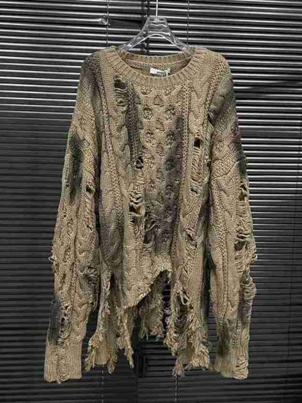 Olive Distressed Knit Sweater